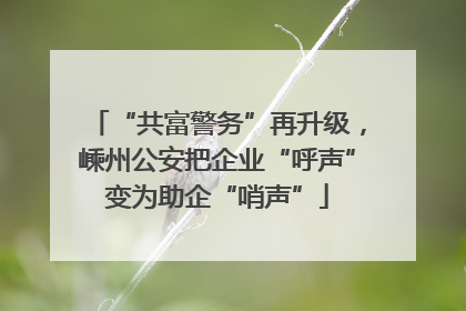 “共富警务”再升级，嵊州公安把企业“呼声”变为助企“哨声”