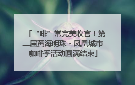 “啡”常完美收官！第二届黄海明珠・凤凰城市咖啡季活动圆满结束