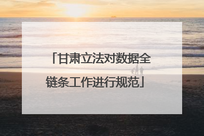 甘肃立法对数据全链条工作进行规范