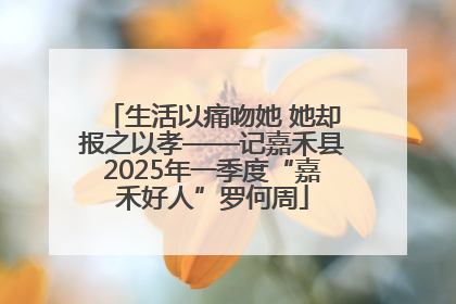 生活以痛吻她 她却报之以孝——记嘉禾县2025年一季度“嘉禾好人”罗何周