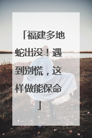 福建多地蛇出没！遇到别慌，这样做能保命