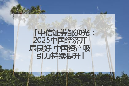 中信证券邹迎光：2025中国经济开局良好 中国资产吸引力持续提升