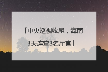 中央巡视收尾，海南3天连查3名厅官