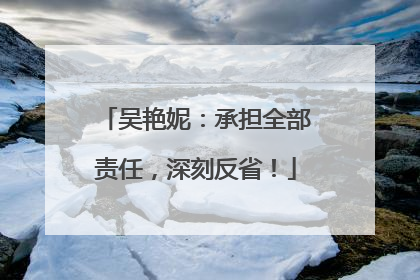 吴艳妮：承担全部责任，深刻反省！