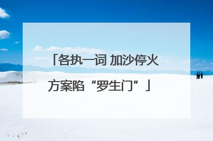 各执一词 加沙停火方案陷“罗生门”