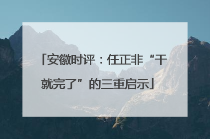 安徽时评：任正非“干就完了”的三重启示