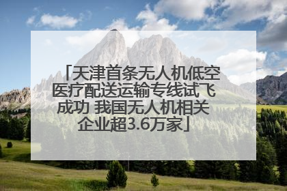 天津首条无人机低空医疗配送运输专线试飞成功 我国无人机相关企业超3.6万家