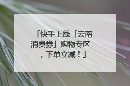 快手上线「云南消费券」购物专区，下单立减！