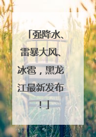 强降水、雷暴大风、冰雹，黑龙江最新发布！