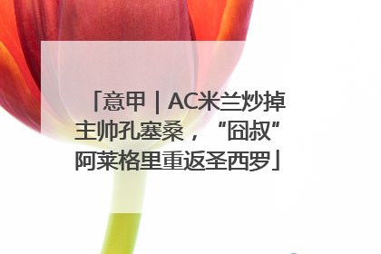 意甲｜AC米兰炒掉主帅孔塞桑，“囧叔”阿莱格里重返圣西罗