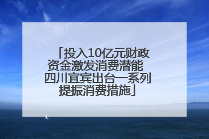 投入10亿元财政资金激发消费潜能 四川宜宾出台一系列提振消费措施