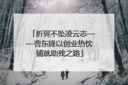 折翼不坠凌云志——曹东锋以创业热忱铺就助残之路