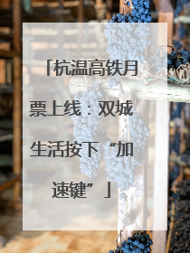 杭温高铁月票上线：双城生活按下“加速键”