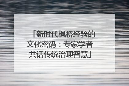 新时代枫桥经验的文化密码：专家学者共话传统治理智慧