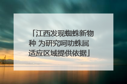 江西发现蜘蛛新物种 为研究呵叻蛛属适应区域提供依据