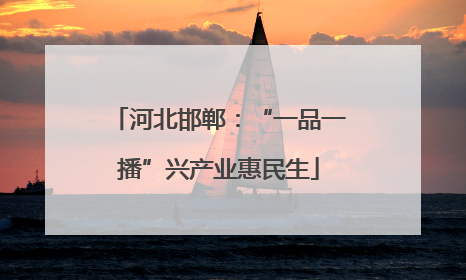 河北邯郸：“一品一播”兴产业惠民生