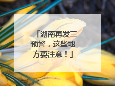 湖南再发三预警，这些地方要注意！