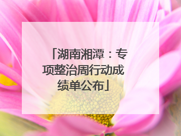 湖南湘潭：专项整治周行动成绩单公布