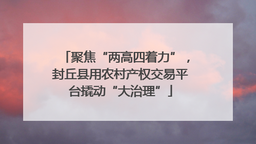 聚焦“两高四着力”，封丘县用农村产权交易平台撬动“大治理”