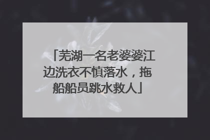 芜湖一名老婆婆江边洗衣不慎落水，拖船船员跳水救人