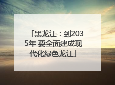 黑龙江：到2035年 要全面建成现代化绿色龙江